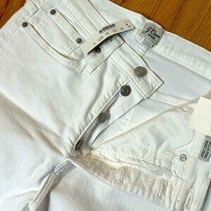J. Crew Billie Demi Boot Cut White Crop Jeans with button fly